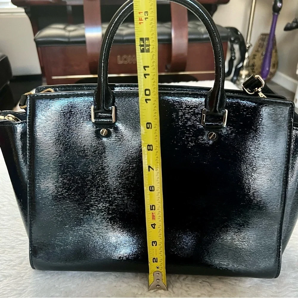 Michael Kors Avril Black Patent Leather Satchels/Shoulders Bag